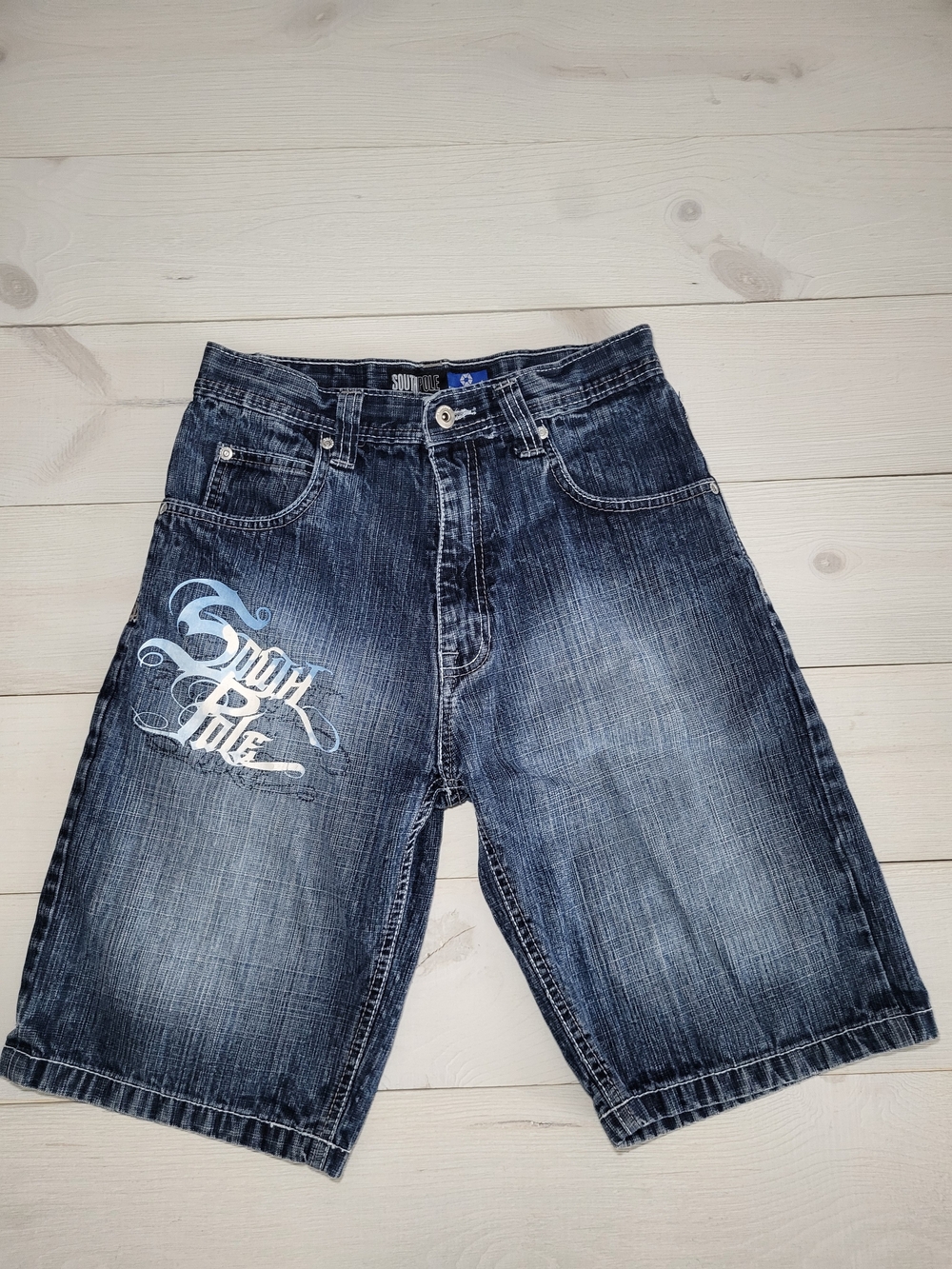 Y2K South Pole Boy's Denim Jean Shorts Graphic Logo Cotton Streetwear.